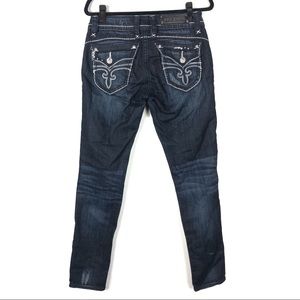 ROCK REVIVAL dark wash skinny jean I30